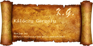 Kálóczy Gergely névjegykártya